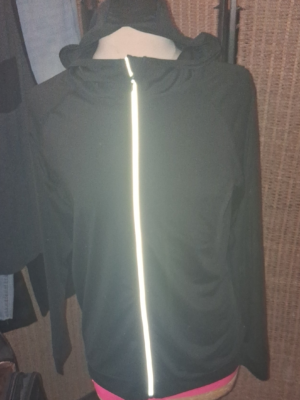Black Hooded Jacket with Reflective Zip